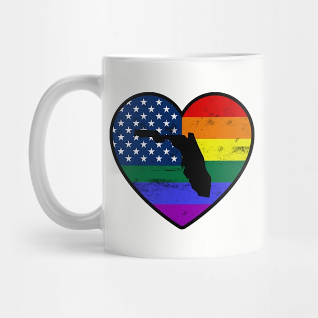 Florida United States Gay Pride Flag Heart by TextTees